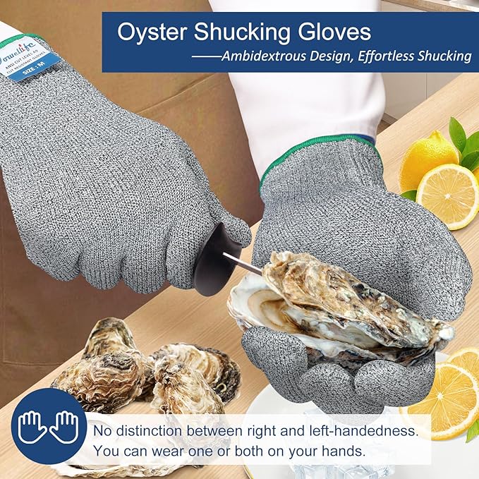 Dowellife Cut Resistant Gloves A9 Maximum Protection - Food Grade Kitchen & Chef Gloves for Food Prep, Knife Cutting, Mandoline Slicing, Butcher, Oyster Shucking, Fish Handling (Large)