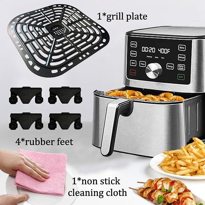 Nvkwca 6QT Air Fryer Grill Pan for Instants Pot Vortex Plus 6QT XL Air Fryer, Updated Air Fryer Grill Crisper Plate Rack Tray Insert Grate Grid Shelf for 6QT Instants Air Fryers, Dishwasher Safe