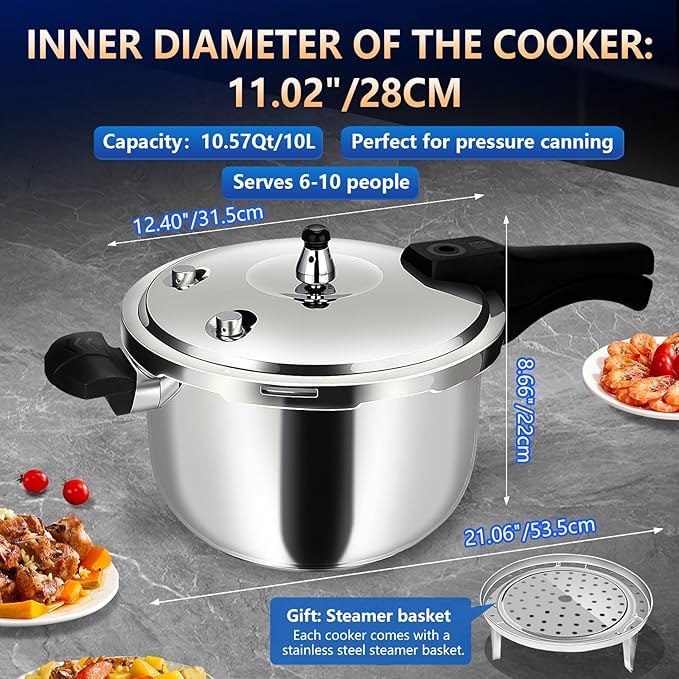 8-in-1 Stainless Steel Pressure Cooker 10 quart with 8 Safety Features -12 Quart, Fast & Even Cooking for Healthy Meals,pressure cooker 10+ quart ,large pressure cooker,olla express para cocinar