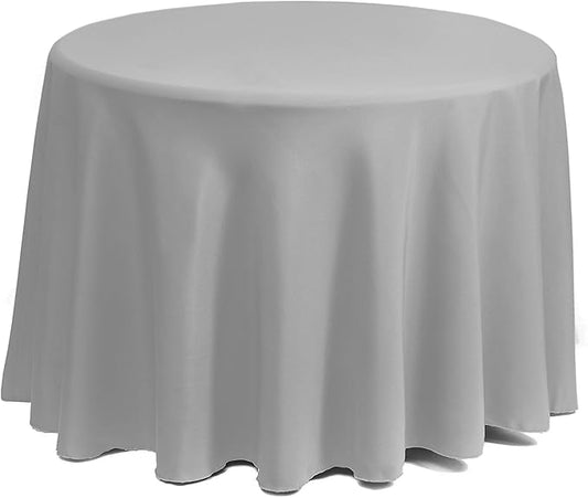 Gee Di Moda Round Tablecloth - 108 Inch Silver Round Table Cloth for 48 to 72 Inch Round Tables - Heavy Duty Washable Fabric - for Buffet Table, Holiday Party, Dinner, Wedding & Baby Shower