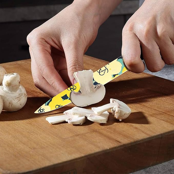 Marco Almond Knife Set Artistic Designed Pattern Kitchen Knife 6 Stainless Steel Kitchen Knives w 6 Blade Guards, Dishwasher Safe Knives for Family Kitchen Knives Set for Chefs