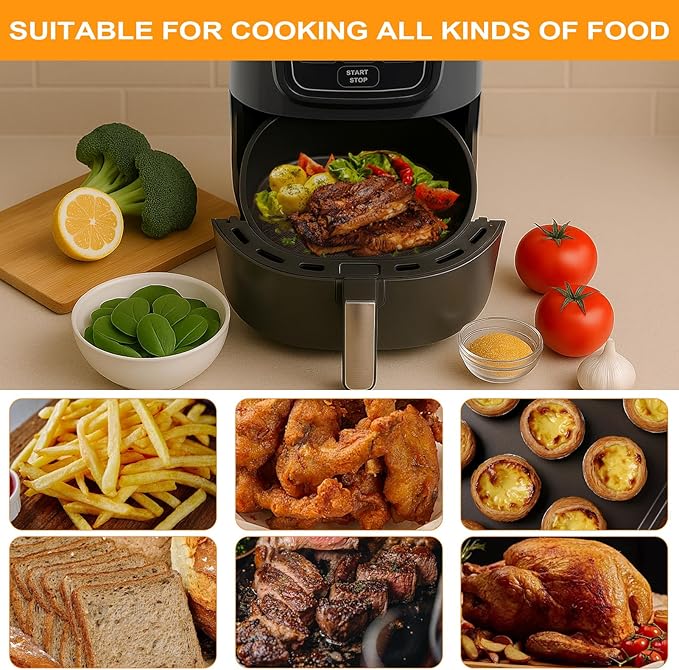 GWYSY 4-Pack Round Air Fryer Liners 8.27"* 8.27" for Ninja AF101 AF150 AF161 4QT Fiberglass Non-Stick Mats Reusable Parchment Paper Alternative & Accessories