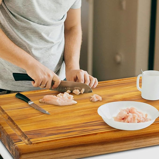 VaeFae Large Teak Wood Cutting Board, Heavy Kitchen Chopping Board for Meat and Vegetables, XXX-Large Size (24 x 18 inches)