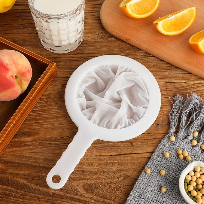 Zopeal 2 Pcs 9" Ultra Fine Mesh Strainer for Kefir Grains Plastic Juice Strainer Food Colander Greek Yogurt Sieve Large Capacity Filter for Kombucha Cold Brew Coffee Shrimp Separation(100/400 Mesh)