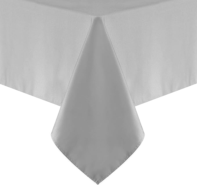 Obstal 210GSM Rectangle Table Cloth - Heavy Duty Water Proof Microfiber Tablecloth, Decorative Fabric Table Cover for Outdoor and Indoor Use (Silver, 70 x 90 Inch)