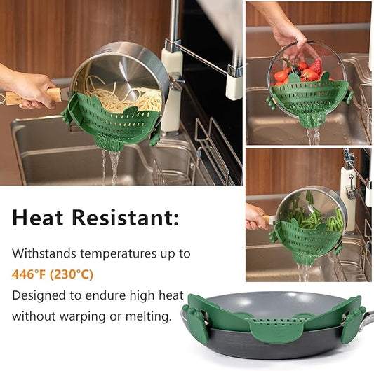Li&Zhao Clip on Strainer - Fine Mesh Strainer Pasta Strainer Pot Strainers for Kitchen Collapsible Colander Food Strainer(Green)