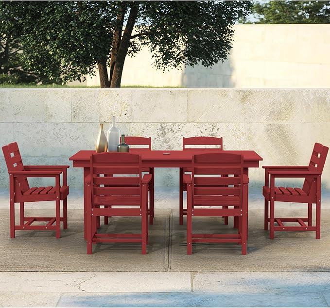 SERWALL Patio Dining Chair Set of 2, Red