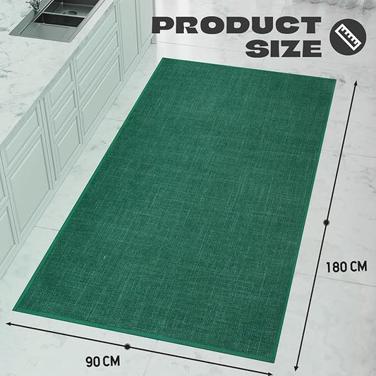 Kitchen Rug, Rubber Non Slip Kitchen Rugs Washable, Absorbent Runner Mat for Floor, Machine Washable Standing Mats for in Front of Sink, Laundry, Entryway, Hallway (Dark Green, 71" × 35.5")