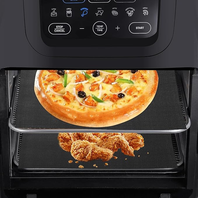 GWYSY Oven Liners for Bottom of Oven, 9.4"x8.7" Reusable Non-Stick Heat Resistant Baking Mat Teflon Sheets for Chefman 10QT Multifunctional Digital Air Fryer, 4 Pack