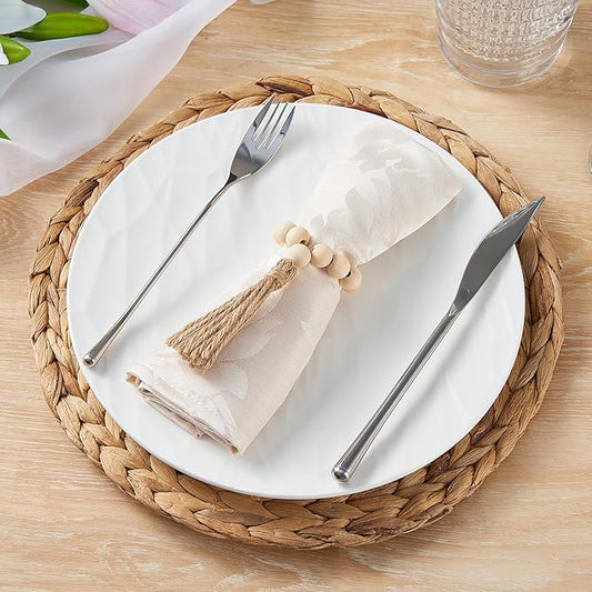 Napkin Rings Set of 12, Wooden Napkin Rings, Wood Bead Napkins Rings for Table Decor, Christmas Napkins Rings for Decorations Dinnerware Sets, Spring Banquet, Wedding, Holiday Dinner Party