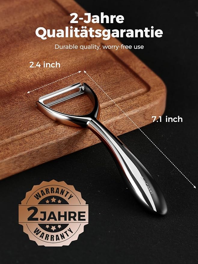 Premium Vegetable Peeler for Kitchen – 304 Stainless Steel, Ultra Sharp Blade, Ergonomic Handle, Dishwasher Safe, 2-Year Warranty
