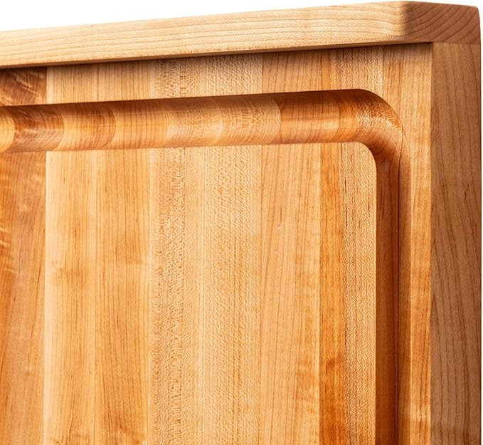 John Boos Countertop Series Rectangular Wooden Maple Cutting Board 23.75”x17.25” – 1.25” Thick, 18-lb Reversible Butcher Block with Juice Groove, Counter Lip & Edge-Grain – Made in the USA