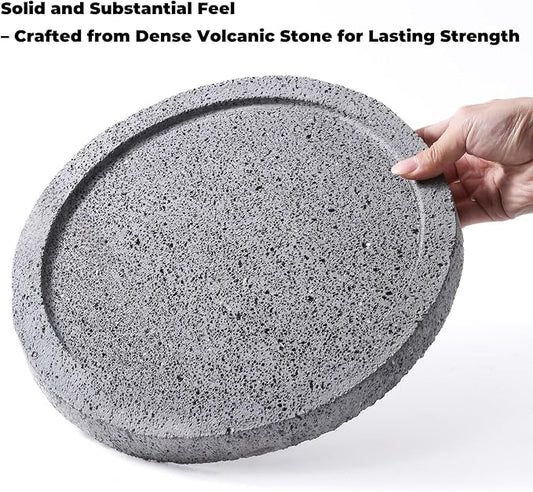 Volcanic Stone Comal - 12 in (30 cm) Round, 2.5 cm Thick | Comal de Piedra Volcánica para Tortillas | Stone Griddle for Gas Stove, Grill & Oven | Heat-Holding Plate for Asar Chiles & Carne