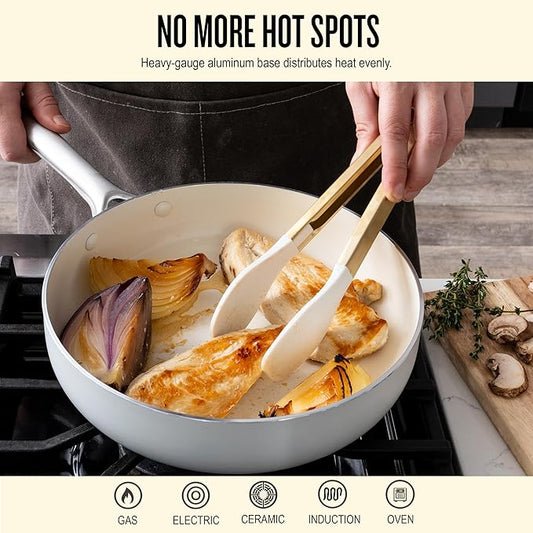 Alva Mobi 8-Piece Ceramic Nonstick Cookware Set – Toxic-Free Pots & Pans with Lids | Induction & Oven Safe to 400°F | Recycled Aluminum, Stainless Steel Handles | Belgian Design