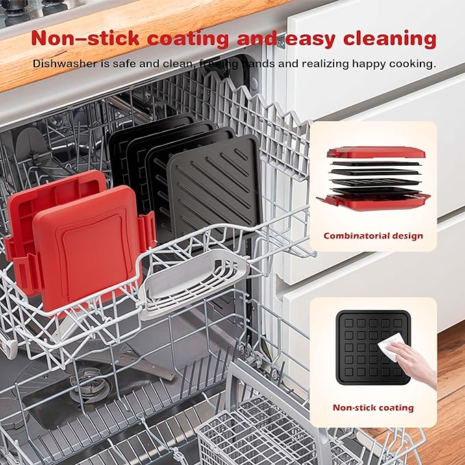 Microwave Grilled Cheese & Breakfast Maker - Fast Cook Waffle, Panini & Sandwich Press (<5 Min), Microwave Cookware, Dishwasher Safe,Easy Clean,2-in-1 Set (Red, 2 in 1)