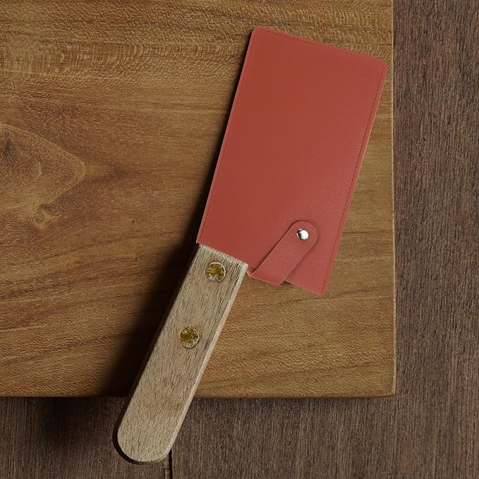PATIKIL PU Leather Knife Meat Cleaver Sheath, Waterproof Chef Knife Guards Wide Knife Protector Cleaver Cover for Home Kitchen, Light Orange