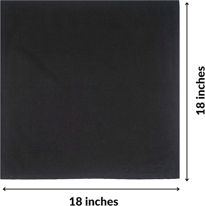 Cloth Napkins Dinner Washable Set of 4 in Cotton Linen Fabric Premium Quality, Mitered Corners for Reusable Every Day Use Pre Shrunk and Good Absorbency Christmas Cloth Napkins (Pack of 4, Black)