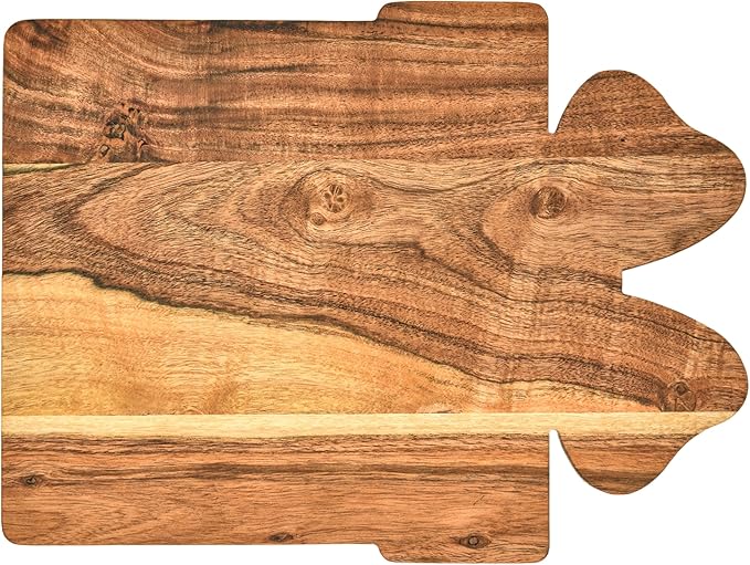 Treen Art Wooden Christmas Cutting Board for Kitchen Decor, 14"L x 10"W Gift Box Shaped Acacia Wood Chopping Board with Handle, Serving Charcuterie Platter