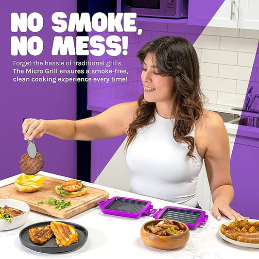 Toastie Maker, Microwave Grill, Sandwich Toaster, 3 Minute Grilled Cheese, Crispy, Panini Press, Dishwasher Safe, Office, Home, Travel & School Dorms (Purple)