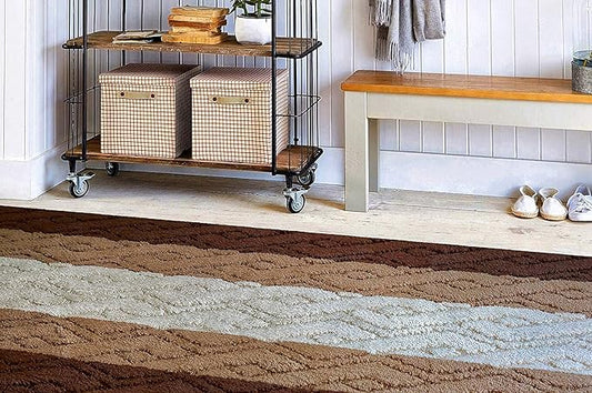 Custom Size Hallway Runner Rug Damask Brown Color 31 inch Wide Select Your Length Non-Slip (Skid Resistance) Rubber Backing 35 feet x 31 inch