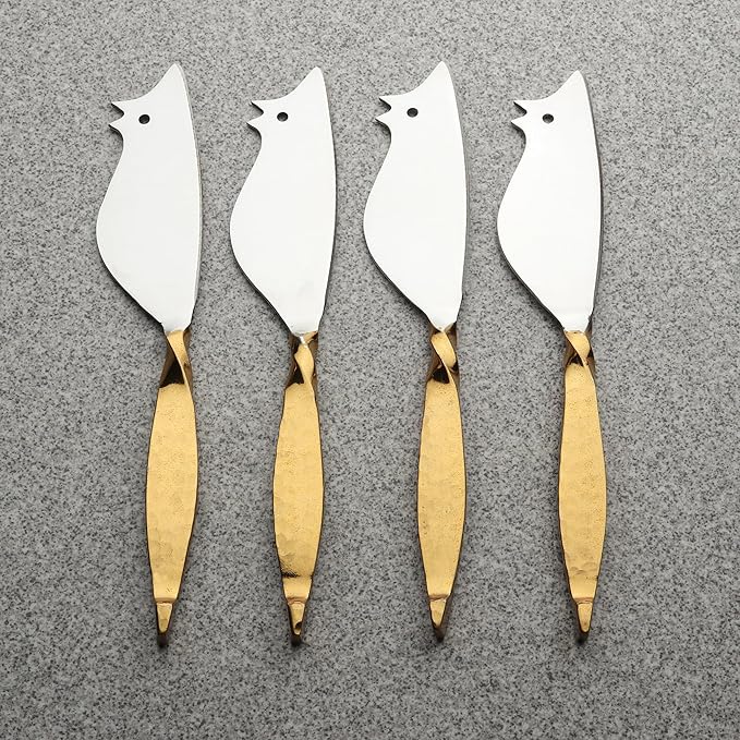 INOX artisans Twisted Urban Ratoncito Cheese Spreader/Knife 4 Pc. Set