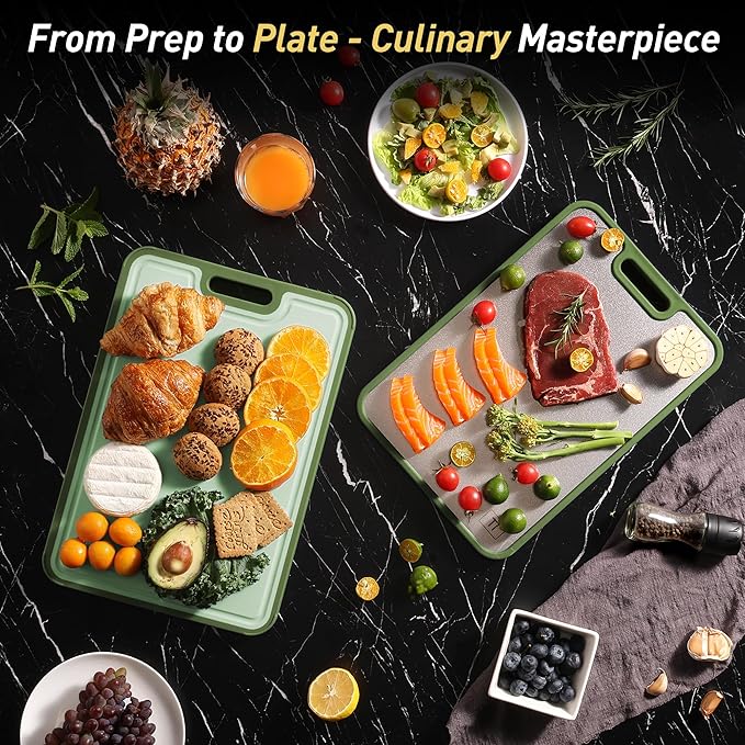 2 in 1 Pure Titanium Cutting Boards for Kitchen Chopping Board with Handle Double Sided and Over Sink Butcher Block Nice Juice Groove Big Xl XXl xlarge Best Kitchen Counter Organic Meat BBQ Kit