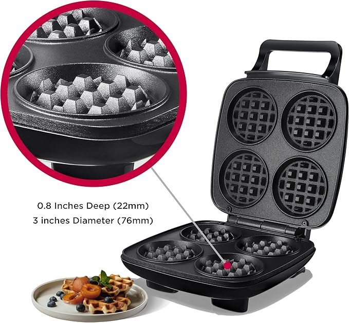 mywaffle Classic Waffle & Chaffle Maker - For Breakfast, Churro, Keto, Belgian and Dessert Waffles - Non-Stick Surface, Extra Deep Plates and Easy to Clean, Perfect for Individuals and Families