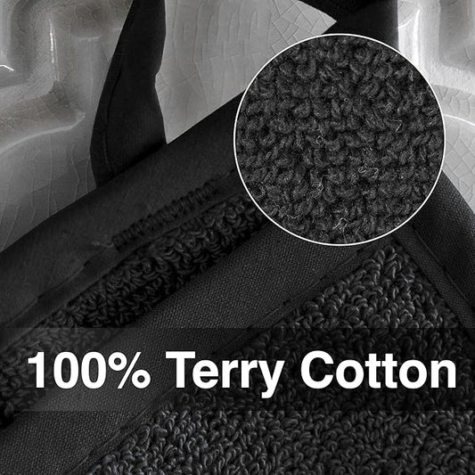 RITZ Terry Pocket Mitt & Hot Pad: Unparalleled Heat Resistant, Durable 100% Cotton – Ergonomically Designed for Optimal Grip – Easy-Care Machine Washable – 2-Pack, Black