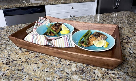 Lipper International 1165 Acacia Curved Serving Tray, 19.88" x 14" x 2.5"