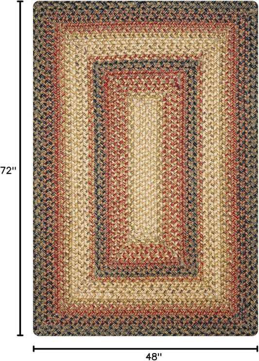 Homespice Russet Jute Braided Rugs for Bedroom 4x6' - Ideal as Multicolor Country Rugs for Living Room and Bedroom