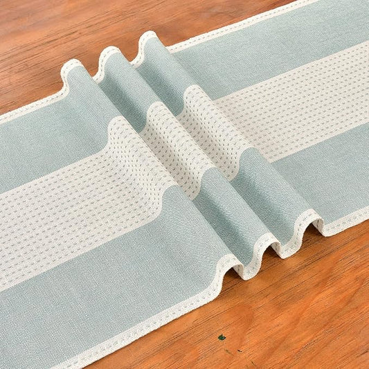 Wracra Linen Table Runner, Farmhouse Macrame Table Runners 72 Inches Long for Dining Table Decor, Wedding, Party and Dresser Decor (Aqua Blue,72")