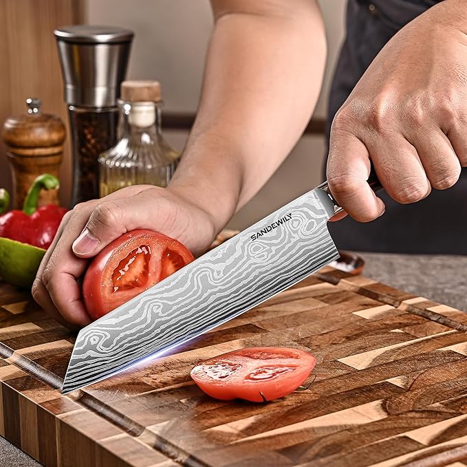 3-Piece Kitchen Knife Set, Japanese Style High Carbon Stainless Steel Chef Knives with Sheaths for Daily Home Use
