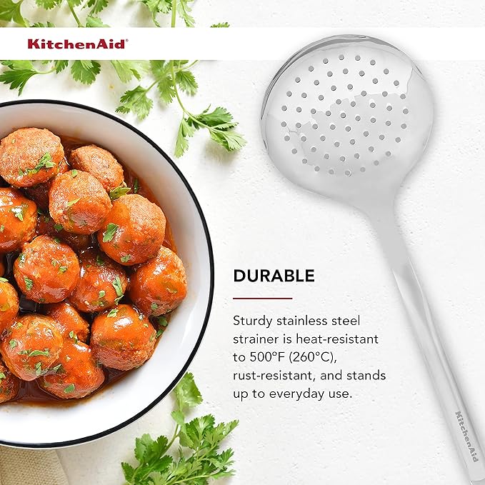 KitchenAid Premium Strainer with Hang Hook, 14-Inch, Stainless Steel