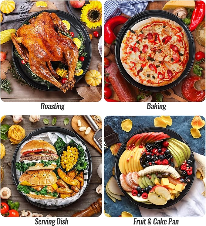 MCCSI Modern Round Enamel Roasting pan Deep Cake Pan Deep Dish Design,Dishwasher Safety (Creamy White, 10 inch)