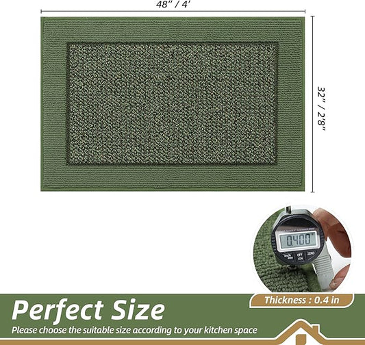 BEQHAUSE Kitchen Rugs 32"x48", Kitchen Runner Rug Non-Slip Kitchen Mats for Floor, Absorbent and Stain Resistant Kitchen Mats, Machine Washable Rugs for Kitchen, Hallway, Laundry & Sink, Green