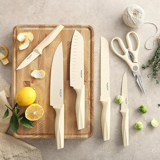 7-Piece Kitchen Knife Set ,Knife Block Sets and High-Carbon Stainless Steel Kitchen Knives for Cooking ,Dishwasher Safe,Ergonomic Handle