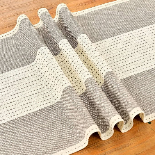 Wracra Linen Table Runner, Farmhouse Macrame Table Runners 108 Inches Long for Dining Table Decor, Wedding, Party and Dresser Decor (Dark Coffee,108")
