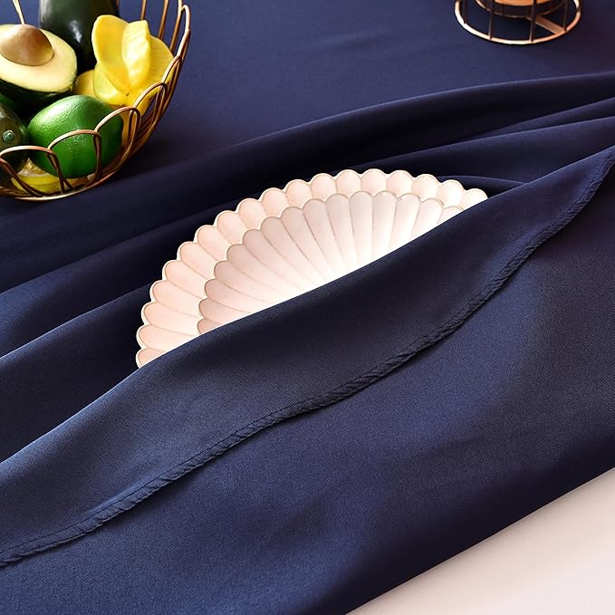 MEANMOY 2 Pack Navy Blue 210 GSM Water & Stain Resistant Round Tablecloth - Solid 70 Inch Circle Table Cloth Cover in Wrinkle Free Washable Wipe Clean Polyester for Wedding, Party, Banquet (2 Pcs)