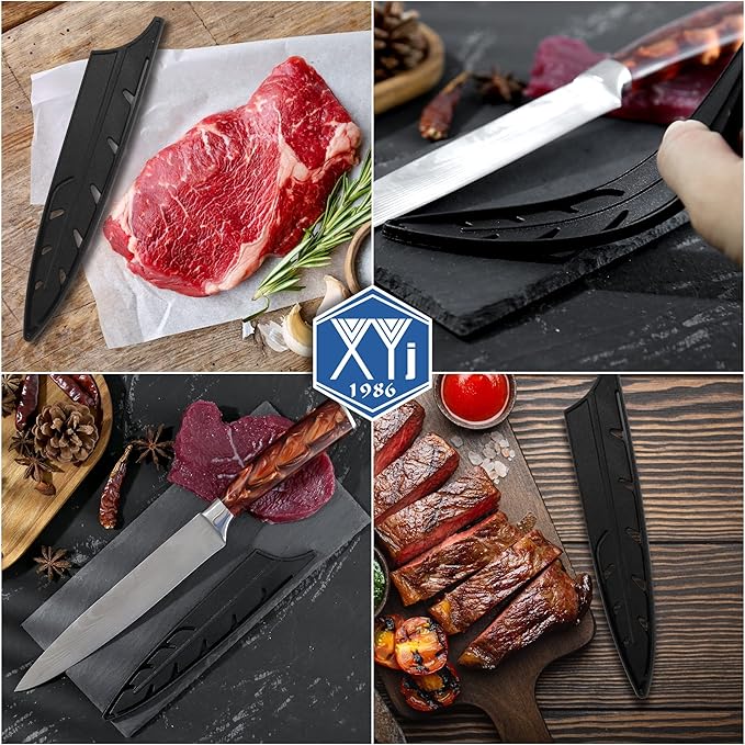 XYJ 2pcs/set Safety Knife Covers Sleeves Knives Edge Guard, Universal Knife Sheath, Boning, Sushi, Slicing Knife Case Black (For 8'' Slicing Knife)
