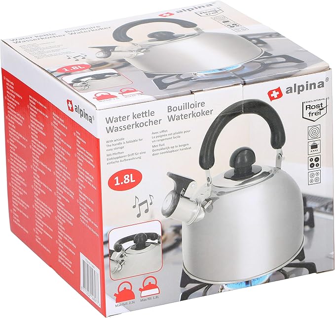 Kettle - 1,8 L - Stainless Steel - Induction and Gas - with Flute - Ø 19 cm