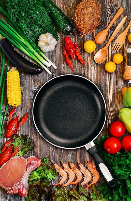 Alpine Cuisine Fry Pan 10-Inch Nonstick Coating Gray, Frying Pans Nonstick for Stove with Stay Cool & Comfortable Handle, Durable Nonstick Cookware, Ideal for Family
