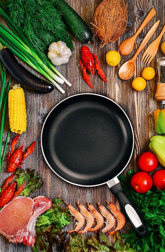 Alpine Cuisine Fry Pan 13-Inch Nonstick Coating Gray, Frying Pans Nonstick for Stove with Stay Cool & Comfortable Handle, Durable Nonstick Cookware, Ideal for Family