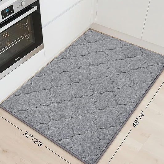 COSY HOMEER Kitchen Rugs 32"x48" Non-Slip Washable Kitchen Mats for Floor Absorbent Kitchen Carpet Soft Rugs for Kitchen,Sink Mat,Entrance,Area Rug,Grey