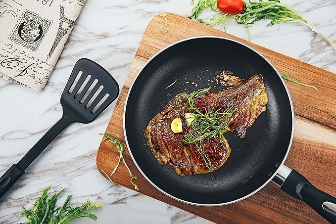 Alpine Cuisine Fry Pan 12-Inch Nonstick Coating Gray, Frying Pans Nonstick for Stove with Stay Cool & Comfortable Handle, Durable Nonstick Cookware, Ideal for Family