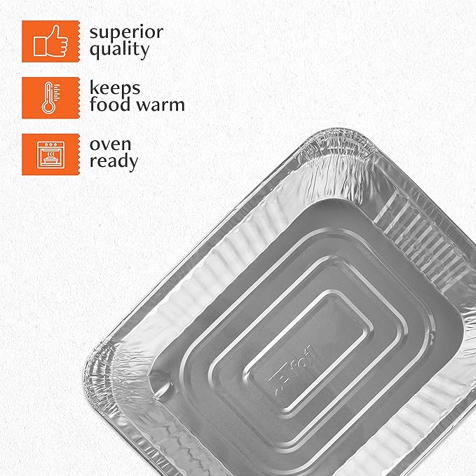 PLASTICPRO Disposable 9 x 13 Aluminum Foil Pans Half Size Deep Steam Table Bakeware - Cookware Perfect for Baking Cakes, Bread, Meatloaf, Lasagna Pack of 20