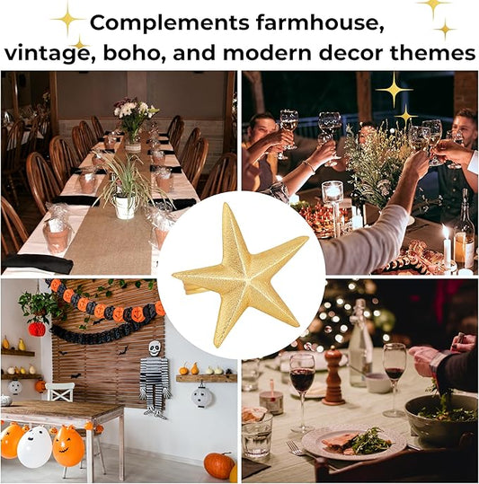 ALPHA Living HOME Napkin Rings Set of 12, Star Shaped Napkin Holder, Metal Serviette Rings, Gold Napkin Rings, Farmhouse Table Accessories for Dining Table, Weddings, Parties & Home Décor, Durable