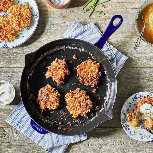 Staub Cast Iron 12-inch Fry Pan - Dark Blue, Made in France