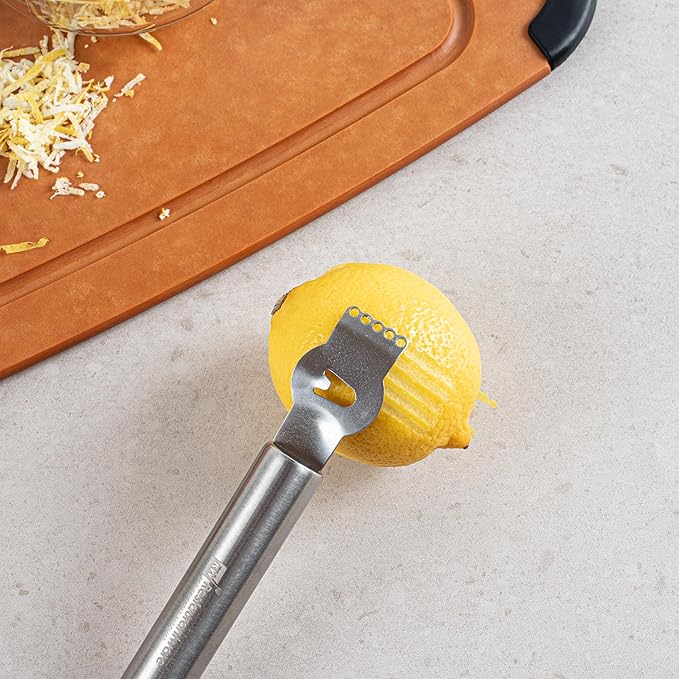 Restaurantware Met Lux Citrus Zester 1 Multi-Purpose Channel Knife - Ergonomic Grip Hanging Loop Stainless Steel Lemon Peeler Corrosion-Resistant For Kitchens And Bars