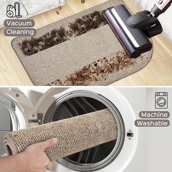 Washable Kitchen Rug 24" x 70" Rectangular, Non Slip Absorbent Indoor Entryway Runner Rug for Floor, Laundry, Bathroom, Bedroom (Roll Packing)