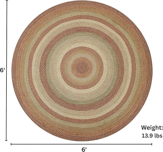 Homespice Harvest Multicolor Round Braided Rug, Jute, 6' - Perfect Country Decor for Living Room, Dining Room, Everywhere